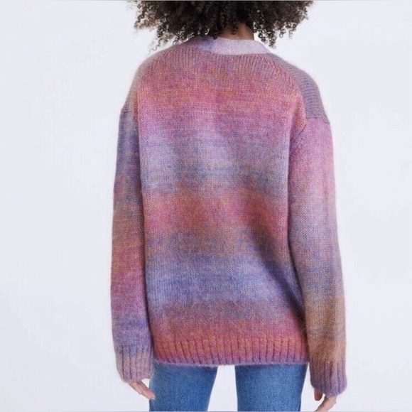 Re/Done 90s Size M Oversized Cardigan Space Dye, Blue/Pink, Retro Sweater - Picture 3 of 17